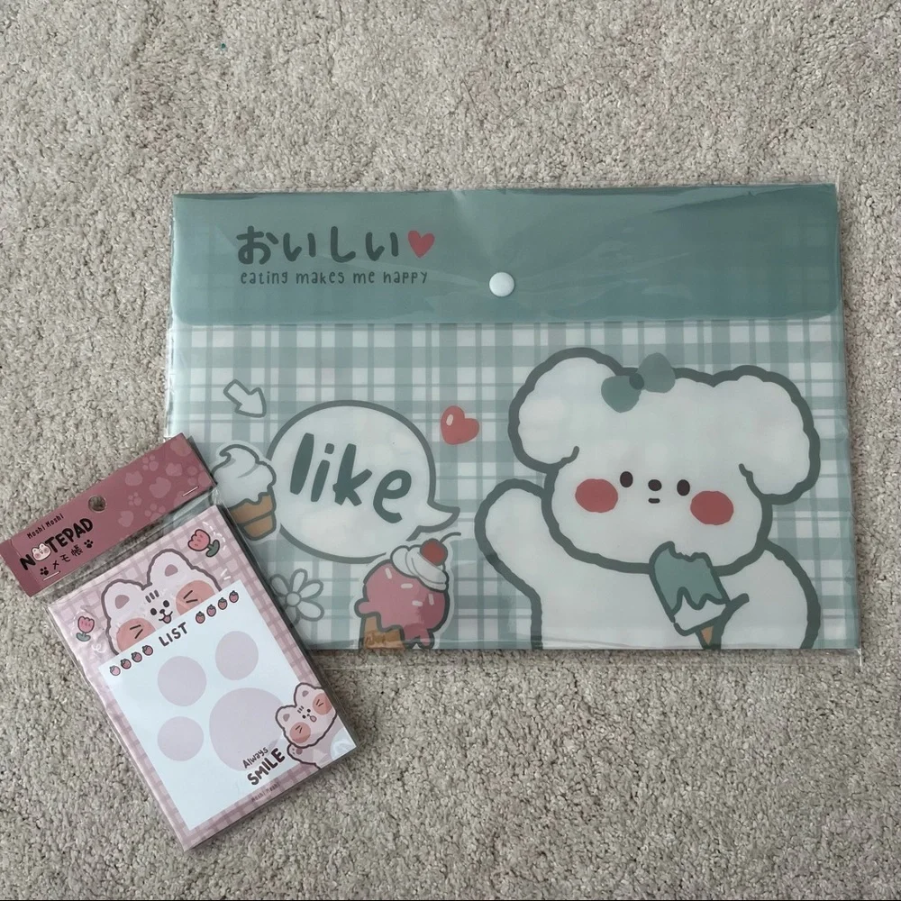 Cute Japanese Stationary Folder and Notepad